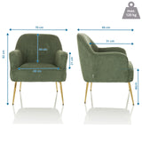Dessin coté du Fauteuil de salon THASSOS avec une largeur de 70 cm et une hauteur de 82 cm de hjh LIVING