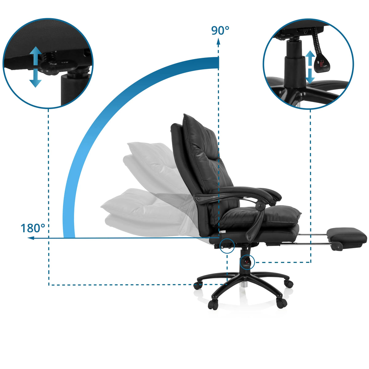 Dossier réglable avec inclinaison à 180 degrés du Siège de direction pour bureau à domicile RELAX CL 200 de MyBuero