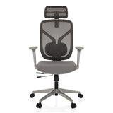 Siège de bureau haut de gamme CASSILIS W gris avec dossier en maille et piètement à cinq roulettes de hjh OFFICE – vue à 360° (vue de face 0°)
