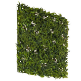 Tapis végétal vert MORE GREEN I avec des feuilles de fougère et de petites fleurs blanches de hjh OFFICE – vue à 360° (vue de trois quarts arrière 240°)