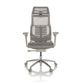 Siège de bureau haut de gamme POFIT G GEN2 gris clair avec dossier en maille et piètement à cinq roulettes de hjh OFFICE – vue à 360° (vue de face 0°)