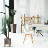 Plante artificielle YUCCA de couleur verte avec pot gris et support en bois de hjh OFFICE
