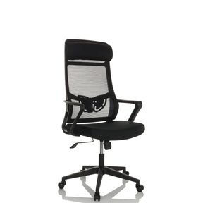 Schwarzer Homeoffice-Bürostuhl NEKEO mit Netzrückenlehne und Armlehnen von hjh OFFICE