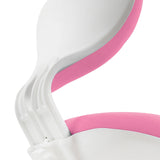 Vue latérale détaillée de la coque en plastique blanc et du rembourrage rose de la chaise pivotante pour des enfants KID VIVO de hjh OFFICE