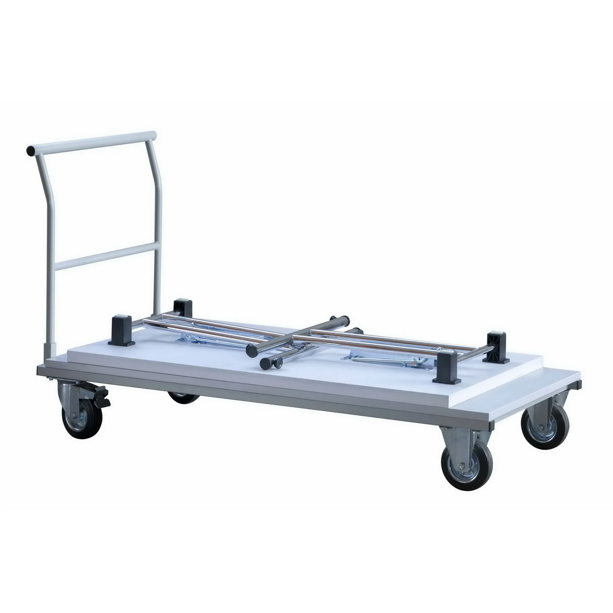 Accessoires KALOS W16 argentés sous forme de chariot de transport mobile avec poignée et quatre roulettes de hjh OFFICE PRO
