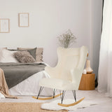 Fauteuil de salon MAPOON blanc sous forme de rocking-chair avec patins et revêtement teddy de hjh LIVING