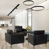 Trois Fauteuil de salon BAVERO noirs en similicuir dans un salon de bureau moderne de hjh OFFICE