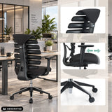 Siège de bureau de qualité professionnelle ERGO LINE II noir avec accoudoirs réglables et roulettes de hjh OFFICE