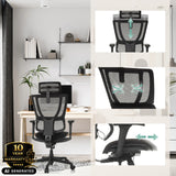 Fonctions réglables du siège de direction de luxe ERGOHUMAN SLIM ECO F GEN2 en noir de hjh OFFICE (image générée par IA)