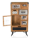 Buffet CONTINENTO S en bois marron foncé avec différents tiroirs et une niche ouverte de hjh LIVING