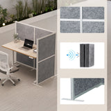 Cloisons de séparation Flexmiut Modul L grises avec surface phono-absorbante et cadre blanc de hjh OFFICE