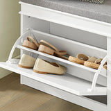 Mécanisme de compartiment à chaussures extractible de l'Armoire à chaussures ESTHA I en blanc de hjh LIVING