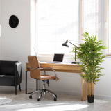 Plante artificielle verte BAMBUS II dans un pot noir dans un bureau à domicile de hjh OFFICE
