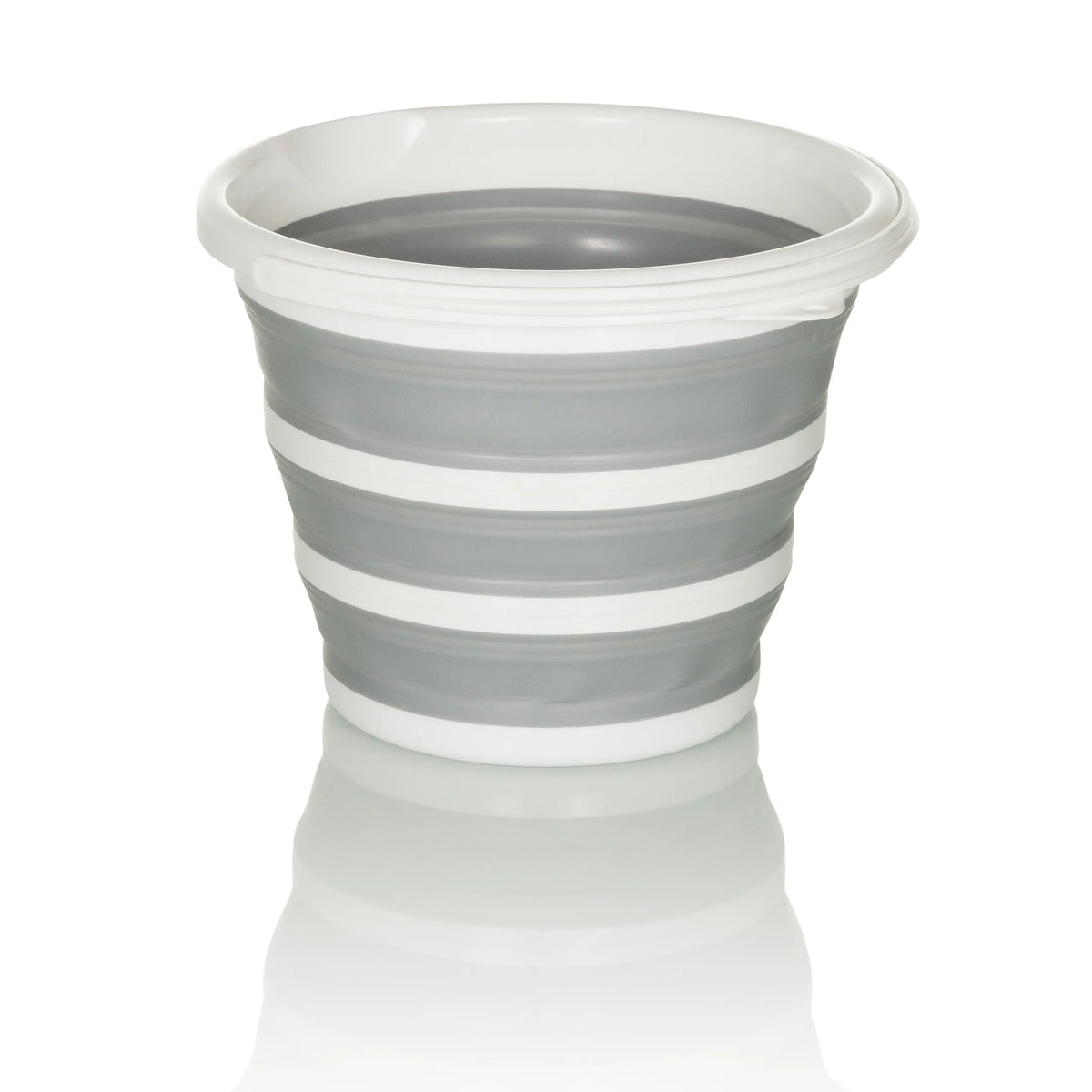 Conteneur pliable CLEAN SILR gris et blanc avec structure pliable et bord blanc de hjh OFFICE – vue à 360° (vue arrière 180°)