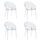 Lot de quatre chaises à quatre pieds Artifo T transparentes avec dossier au motif organique de hjh LIVING