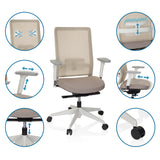 Fonctions réglables du Siège de bureau de qualité professionnelle PURE WHITE en beige de hjh OFFICE