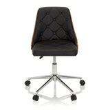 Siège de bureau à domicile CENCA noir avec rembourrage capitonné et base à cinq roulettes de hjh OFFICE – vue à 360° (vue de face 0°)