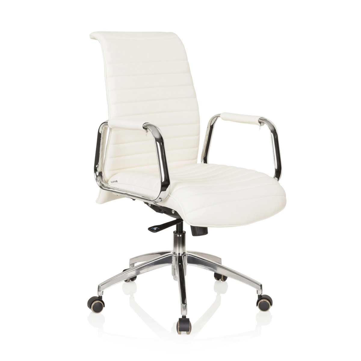 Siège de direction de qualité professionnelle ASPERA 10 blanc crème avec accoudoirs et base à cinq roulettes de hjh OFFICE – vue à 360° (vue de trois quarts avant 40°)