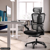 Siège de bureau de qualité professionnelle Ergo U2 Flex3 noir avec dossier en maille et appui-tête de hjh OFFICE (image générée par IA)