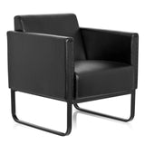 Fauteuil rembourré noir BALI BLACK avec accoudoirs et structure de hjh OFFICE – vue à 360° (vue de trois quarts avant 40°)