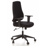 Siège de bureau de qualité professionnelle PRO-TEC 100 noir avec accoudoirs et base à cinq roulettes de hjh OFFICE – vue à 360° (vue de trois quarts avant 60°)