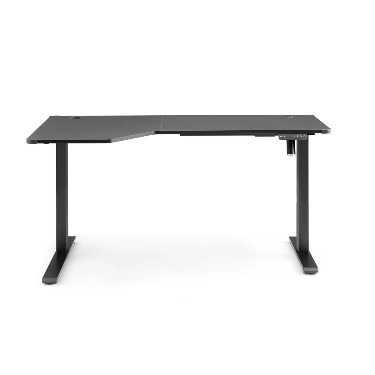 Bureau réglable en hauteur électriquement Worktime Game noir avec plateau en L de hjh OFFICE – vue à 360° (vue de face 0°)