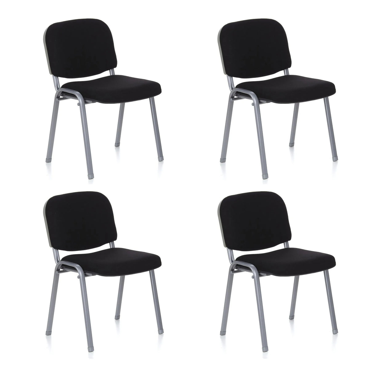 Viererpack der Vierfußstühle XT 600 S in Schwarz mit silberfarbenem Gestell von hjh OFFICE