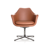 Fauteuil de salon ARTEMIA marron avec coque incurvée et piétement quatre étoiles de hjh OFFICE – vue à 360° (vue de face 0°)