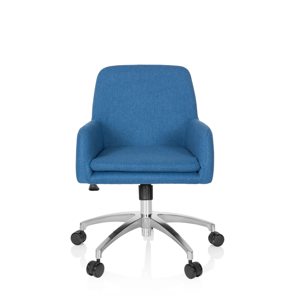 Siège de bureau à domicile SHAKE 400 bleu avec accoudoirs et base à cinq roulettes de hjh OFFICE – vue à 360° (vue de face 0°)