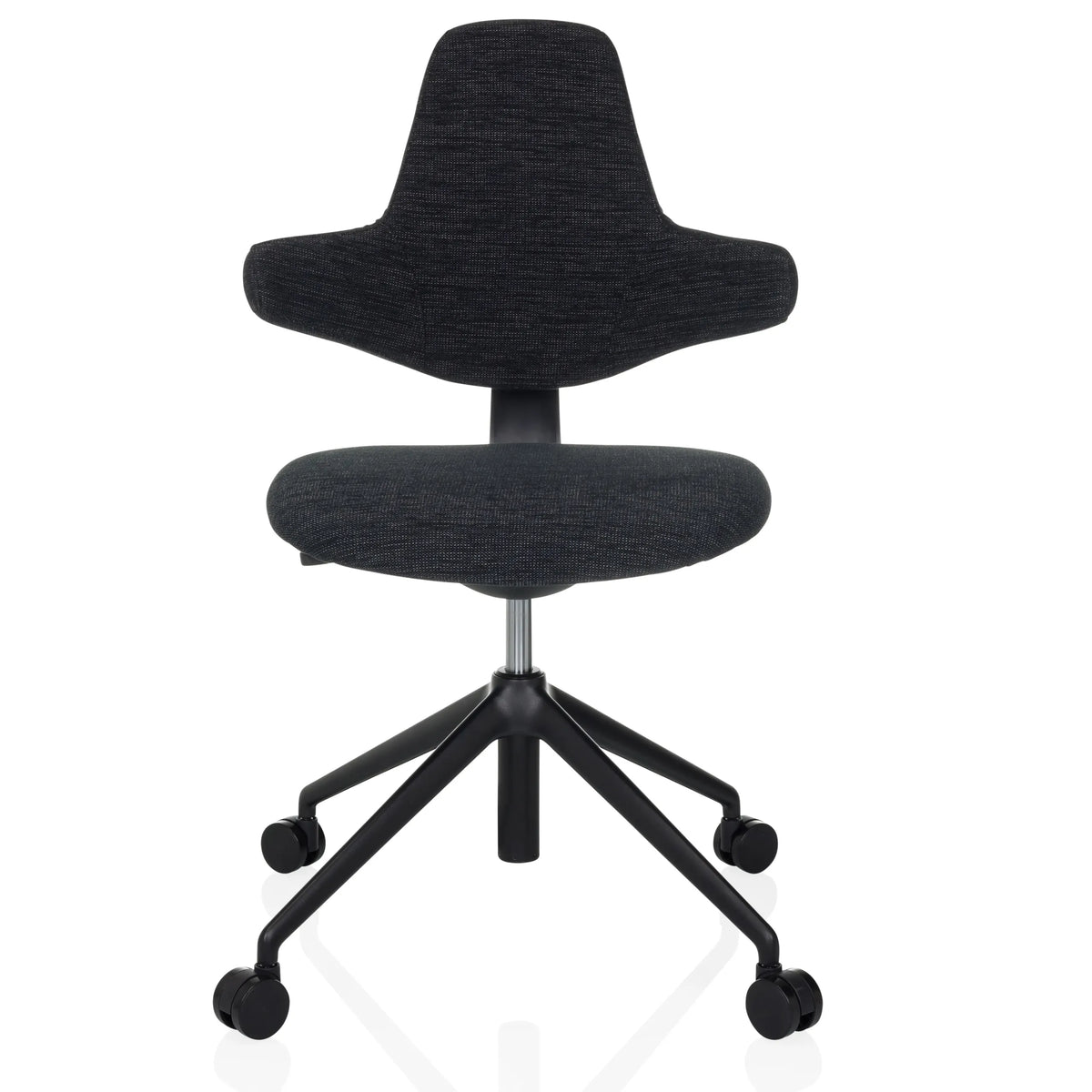 Siège de bureau de qualité professionnelle PALIANO noir avec rembourrage et piètement à cinq roulettes de hjh OFFICE – vue à 360° (vue de face 0°)
