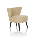 Fauteuil de salon MANISO beige avec revêtement en tissu texturé et quatre pieds noirs de hjh LIVING – vue à 360° (vue de trois quarts avant 45°)