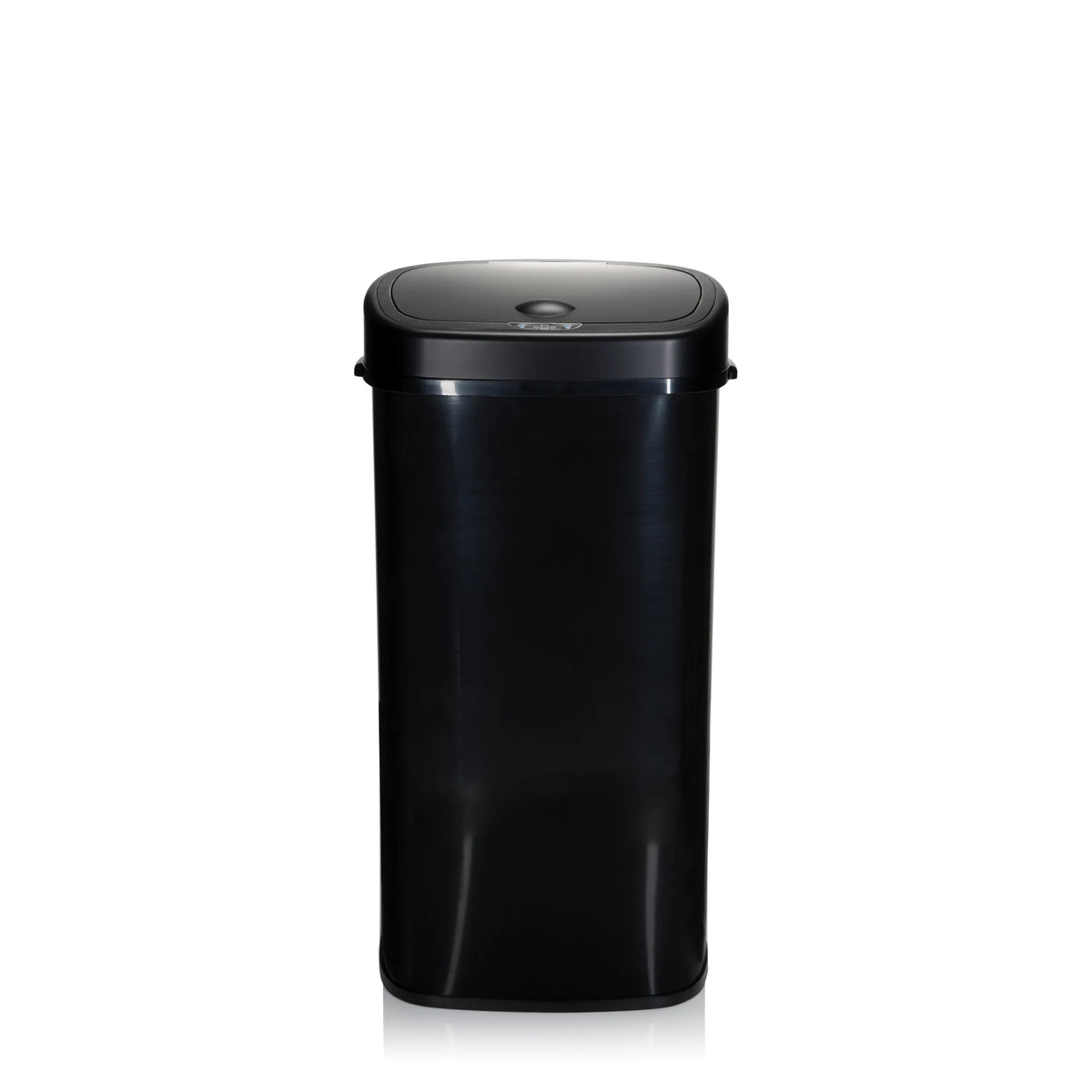 Poubelle à capteur CLEAN VI noire avec couvercle brillant de hjh OFFICE – vue à 360° (vue de face 0°)