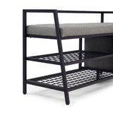Gitterablagen und graue Sitzfläche des Schuhschranks Estha Loft in Schwarz von hjh LIVING