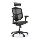 Chaise de bureau Enjoy Eco MB noire avec revêtement en maille, appuie-tête et accoudoirs réglables de hjh OFFICE