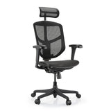 Chaise de bureau Enjoy Eco MB noire avec revêtement en maille, appuie-tête et accoudoirs réglables de hjh OFFICE