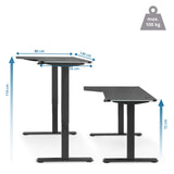 Dessin coté du Bureau réglable en hauteur électriquement Worktime Game de 140 × 80 cm de hjh OFFICE