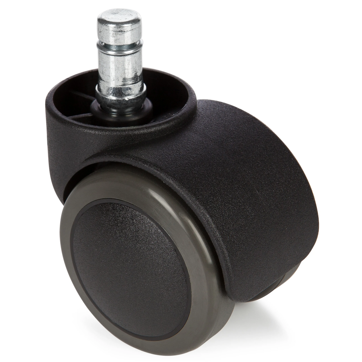 Roulettes 5x ROLO 11mm/50mm noires pour sols durs avec tige en métal argenté de hjh OFFICE – vue à 360° (vue de face 0°)
