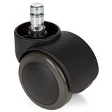 Roulettes 5x ROLO 11mm/50mm noires pour sols durs avec tige en métal argenté de hjh OFFICE – vue à 360° (vue de face 0°)