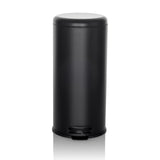 Poubelle CLEAN STEP noire avec couvercle et pédale de hjh OFFICE – vue à 360° (vue de face 0°)