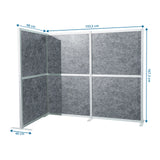Dessin coté de la Cloison de séparation Flexmiut Modul L de 193,5 × 167,3 cm en gris de hjh OFFICE