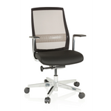 Siège de bureau haut de gamme FOUNTAINE PRO noir avec dossier en maille et piètement à cinq roulettes de hjh OFFICE – vue à 360° (vue de face 20°)