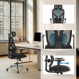 Appui-tête, support lombaire et assise réglables en hauteur du Siège de bureau haut de gamme CASSILIS B de hjh OFFICE