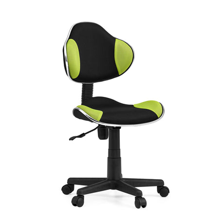 Chaise pivotante pour des enfants KIDDY GTI-2 en noir-vert avec revêtement en maille et roulettes de hjh OFFICE