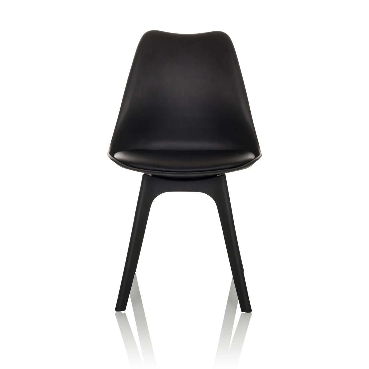 Chaise à coque SCANDI P noire avec quatre pieds de hjh OFFICE – vue à 360° (vue de face 0°)