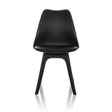 Chaise à coque SCANDI P noire avec quatre pieds de hjh OFFICE – vue à 360° (vue de face 0°)
