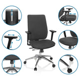 Siège de bureau de qualité professionnelle INTEGRIO I en gris foncé avec différentes possibilités de réglage de hjh OFFICE