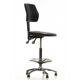 Chaise de comptoir TOP WORK 11 noire avec repose-pieds et piètement à cinq branches de hjh OFFICE – vue à 360° (vue de trois quarts avant 60°)