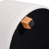 Pied en bois avec patin noir du tabouret rembourré Storiano S avec revêtement en tissu blanc de hjh LIVING