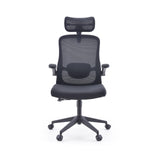 Siège de bureau à domicile Vertuflex noir avec dossier en maille et base à cinq roulettes de MyBuero – vue à 360° (vue de face 0°)