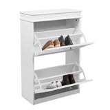 Armoire à chaussures blanche Estha 20 avec deux compartiments rabattables de hjh LIVING